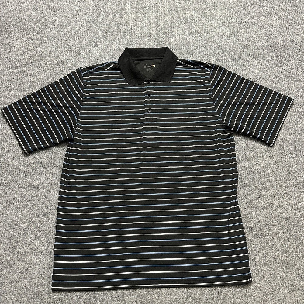Arnold Palmer Mens Golf Polo Shirt Striped Chest 44" Polyester Short Sleeve